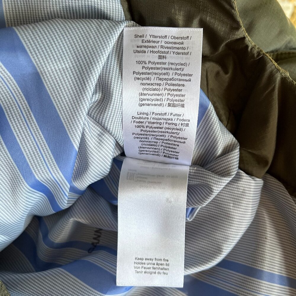 Ganni Ripstop Recycled Quilted Oversized Ruffle Collared Jacket - Kalamata - Picture 8 of 13